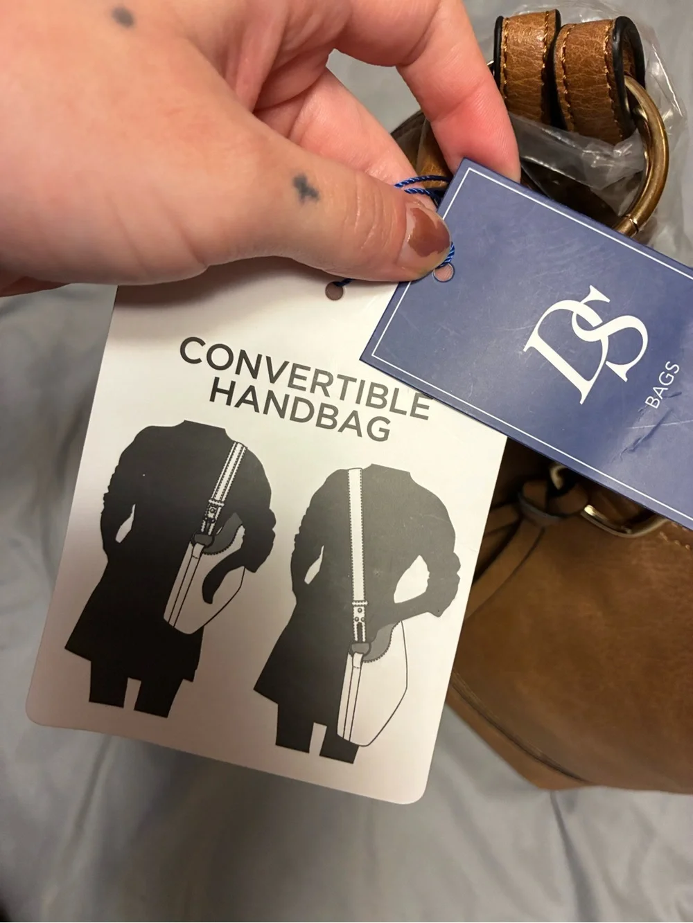 Mauve Triple-Compartment Convertible Hobo Bag